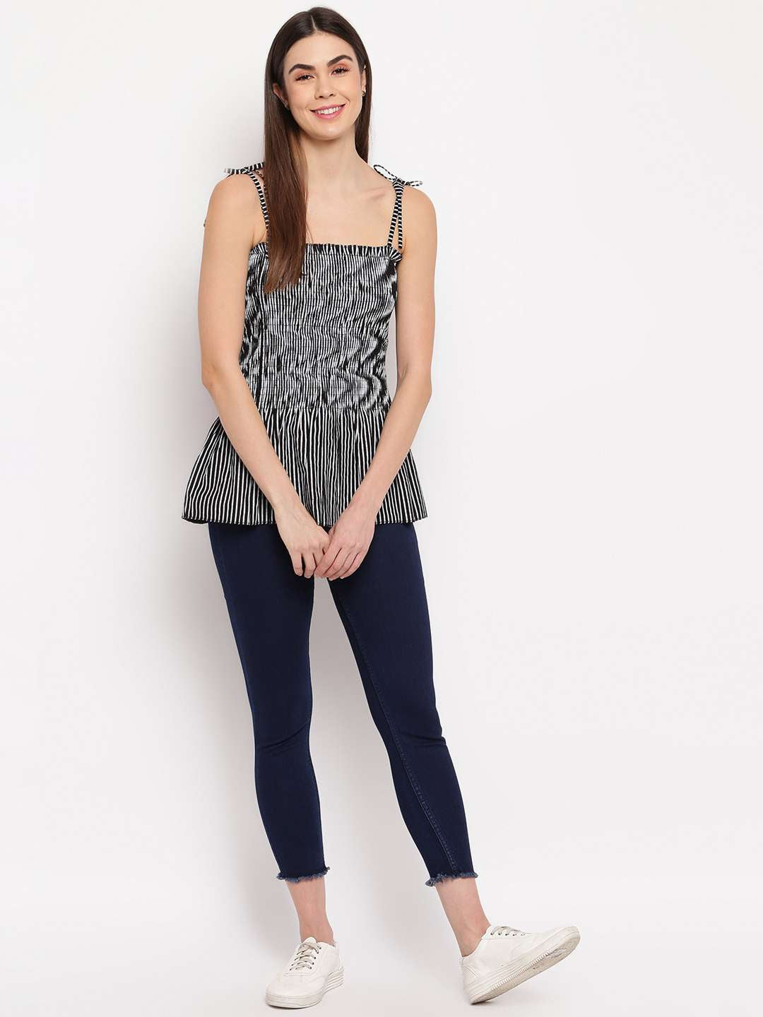 Women's Rayon Printed Casual Summer Style Tie Shoulder Straps Free Size Tank Top ( Multi20)