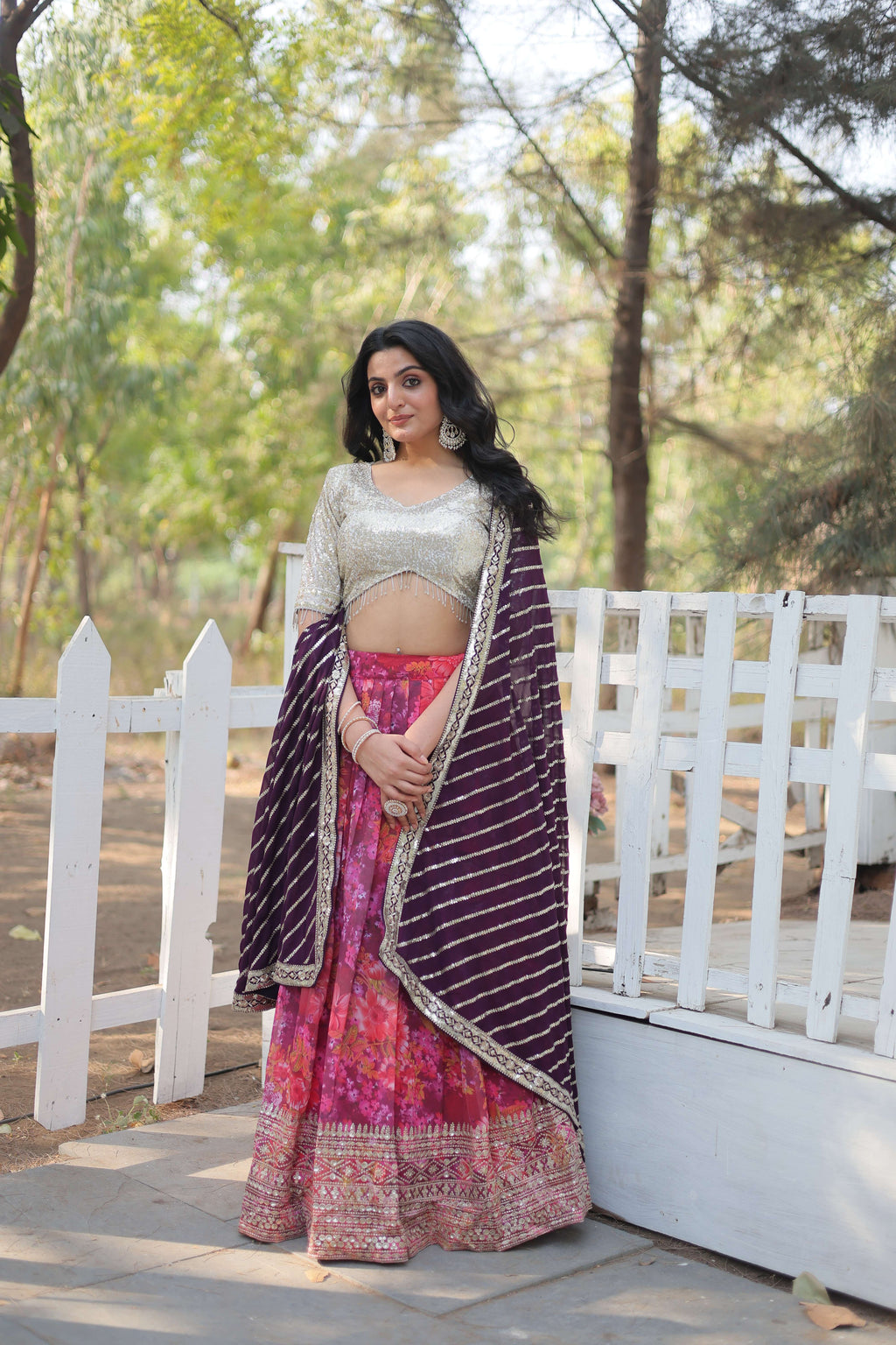 Digital Printed Georgette Lehenga Choli with Sequins Embroidered Dupatta ?