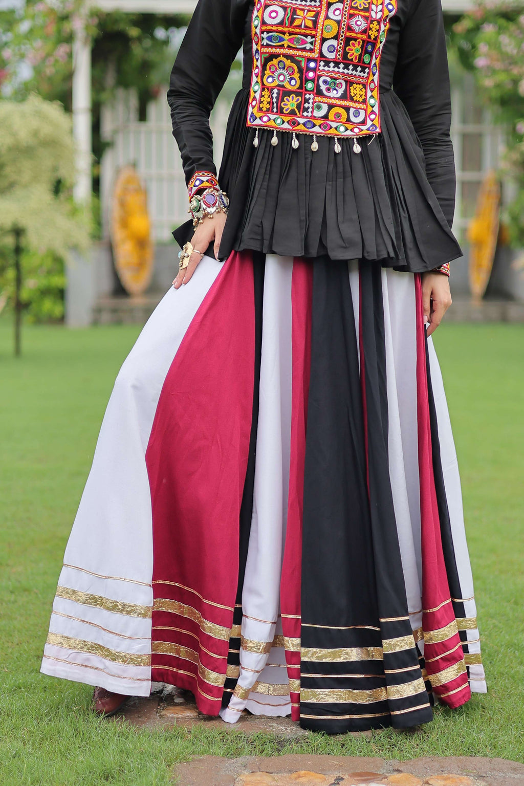 Navratri Lehenga Choli Set with Black Peplum Top