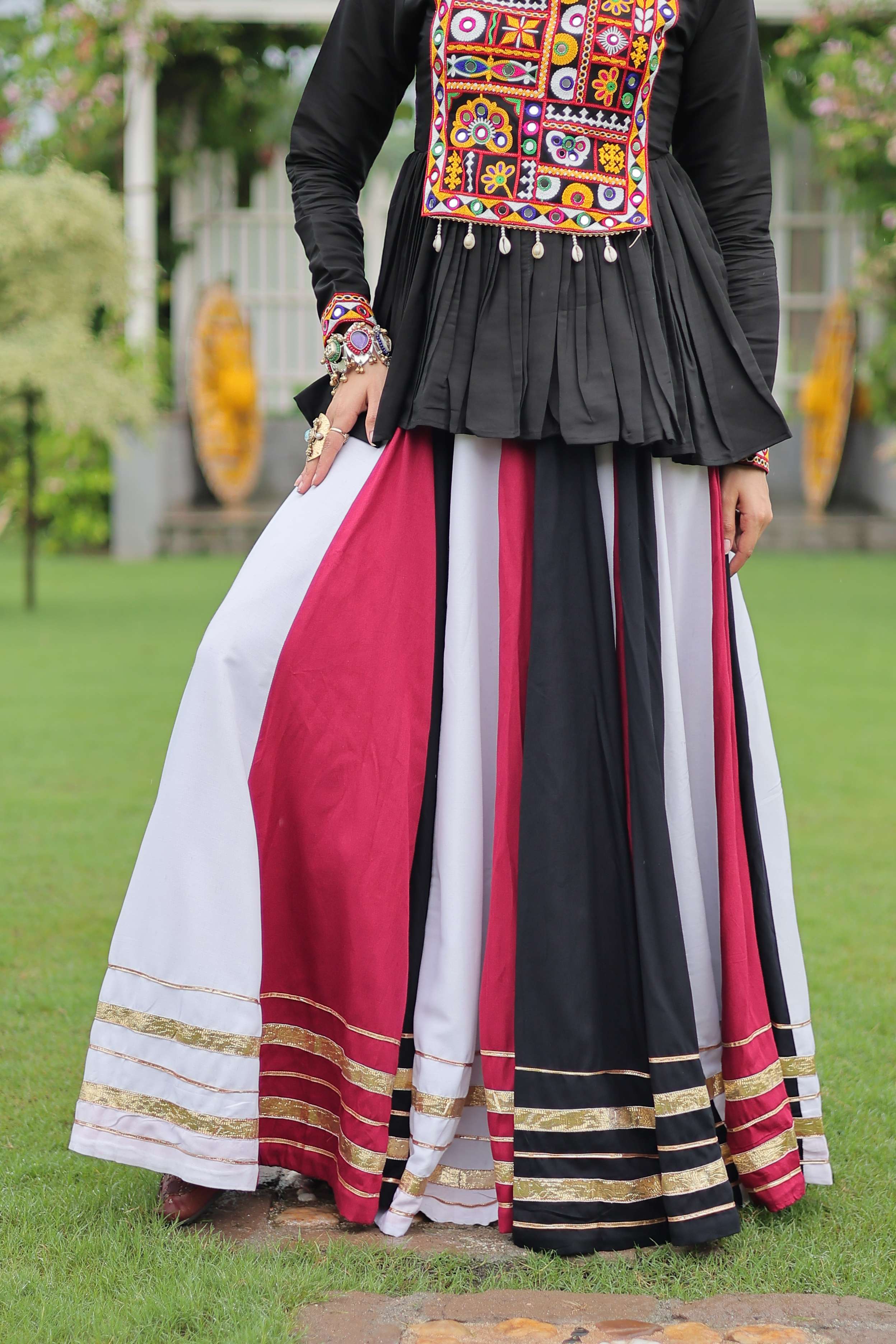 Navratri Lehenga Choli Set with Black Peplum Top