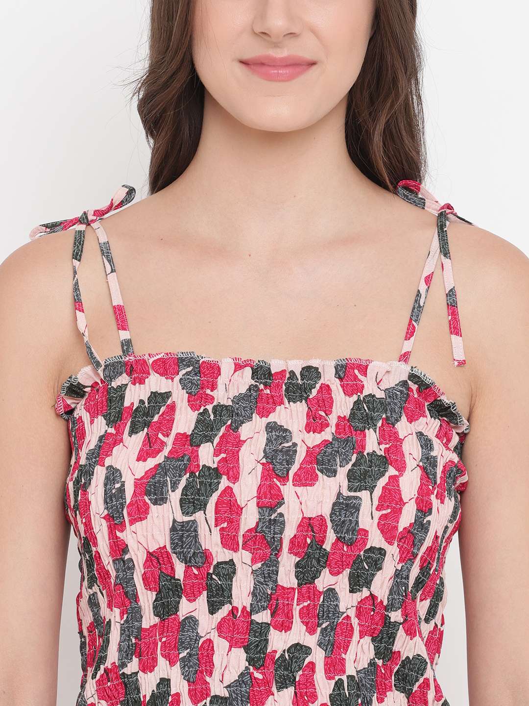 Women's Rayon Printed Casual Summer Style Tie Shoulder Straps Free Size Tank Top ( Multi13)