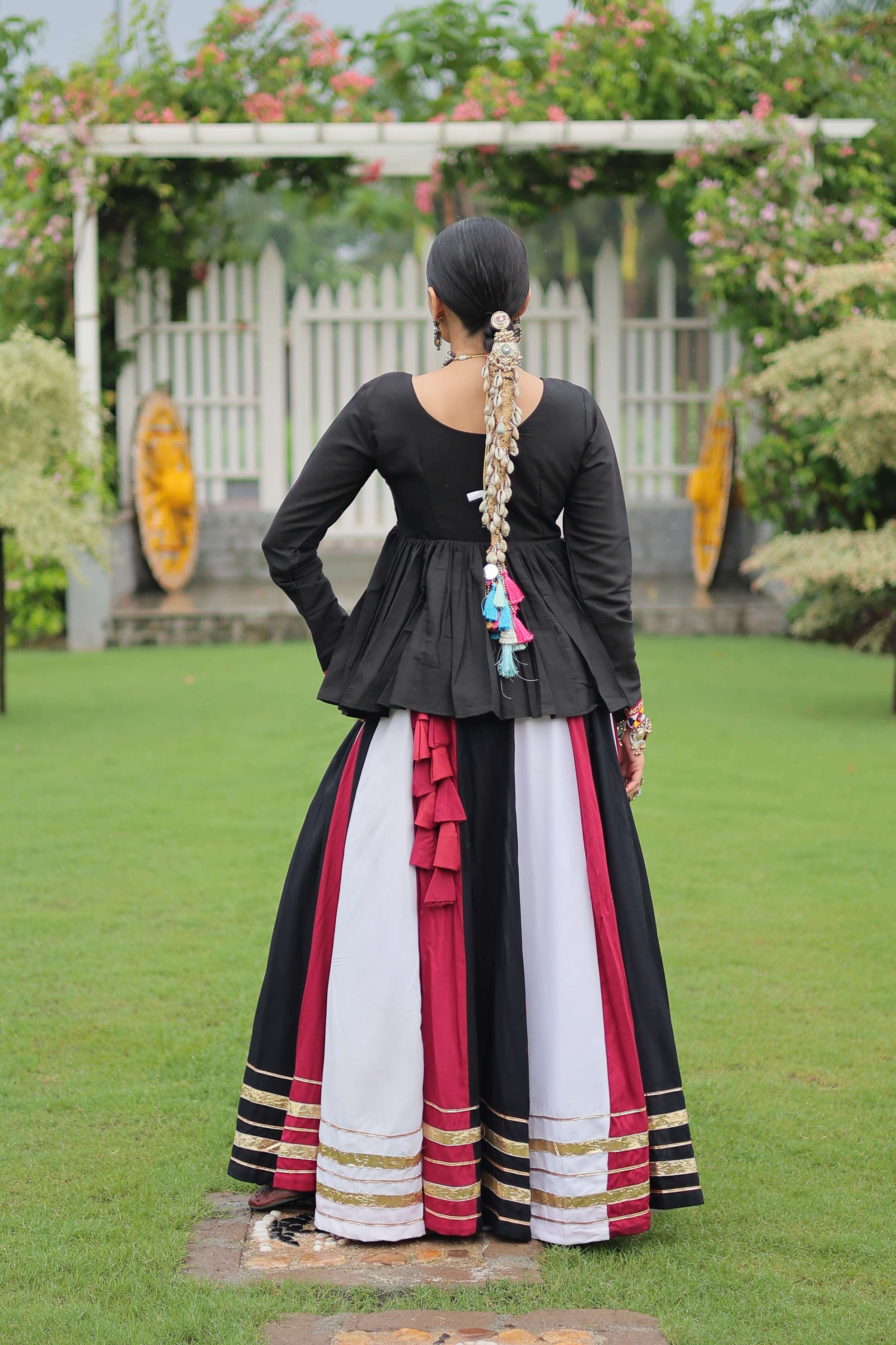 Navratri Lehenga Choli Set with Black Peplum Top
