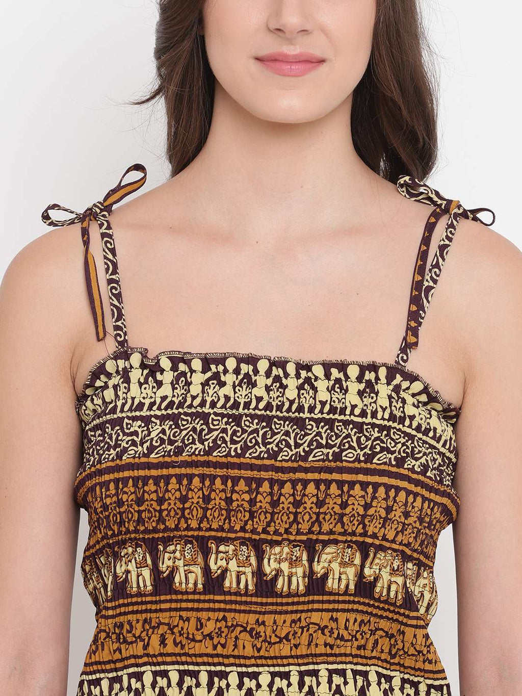 Women's Rayon Printed Casual Summer Style Tie Shoulder Straps Free Size Tank Top ( Multi5)