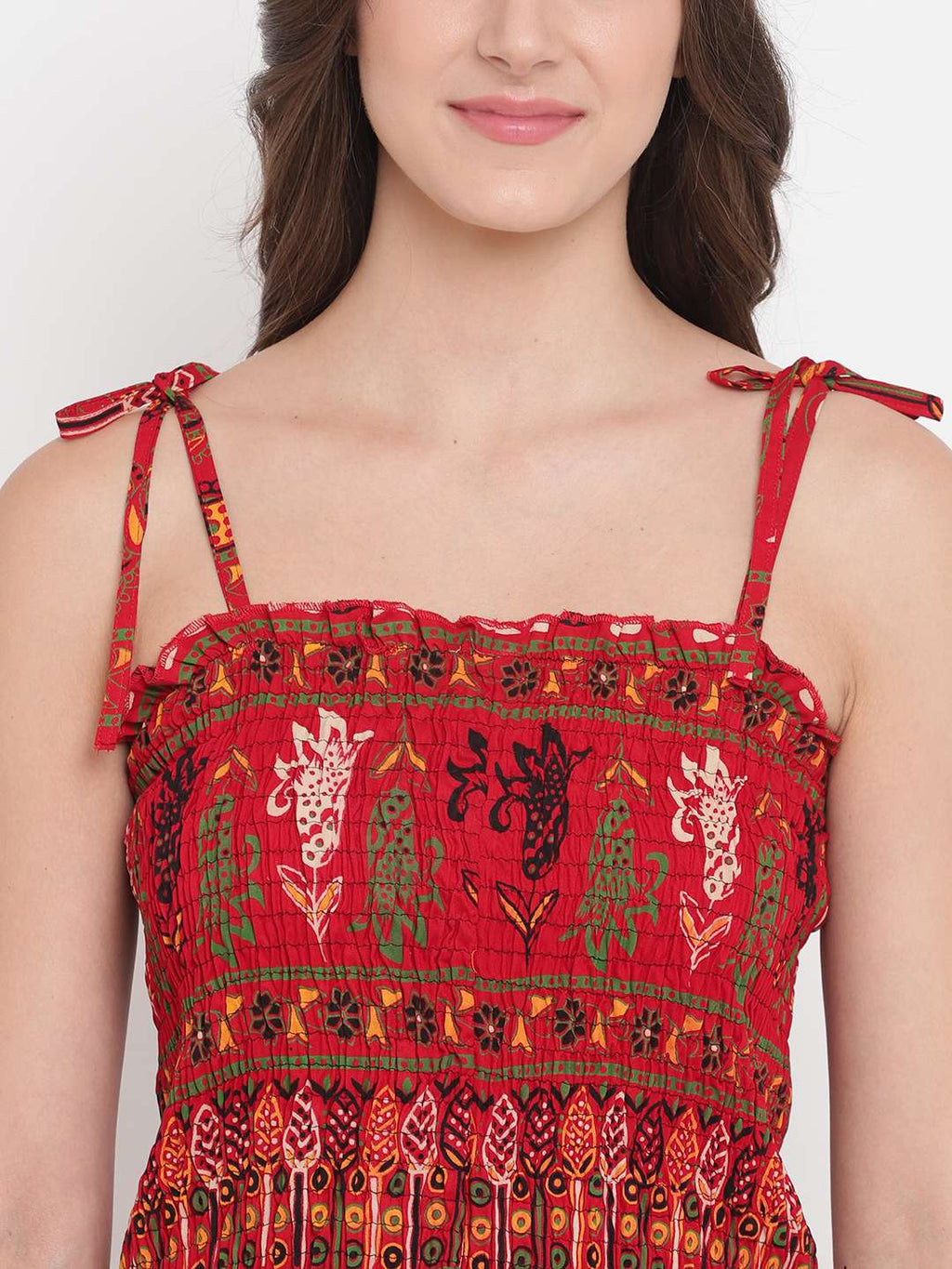 Women's Rayon Printed Casual Summer Style Tie Shoulder Straps Free Size Tank Top ( Multi7)